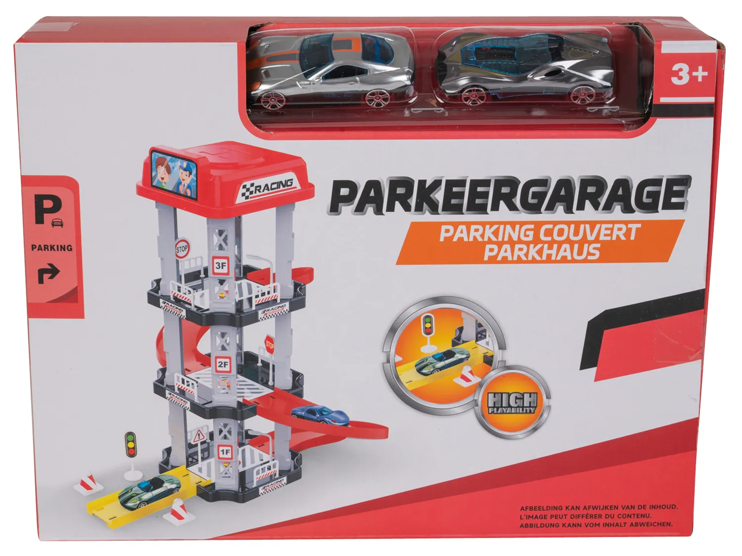 Wibra garage giocattolo 32 cm con auto