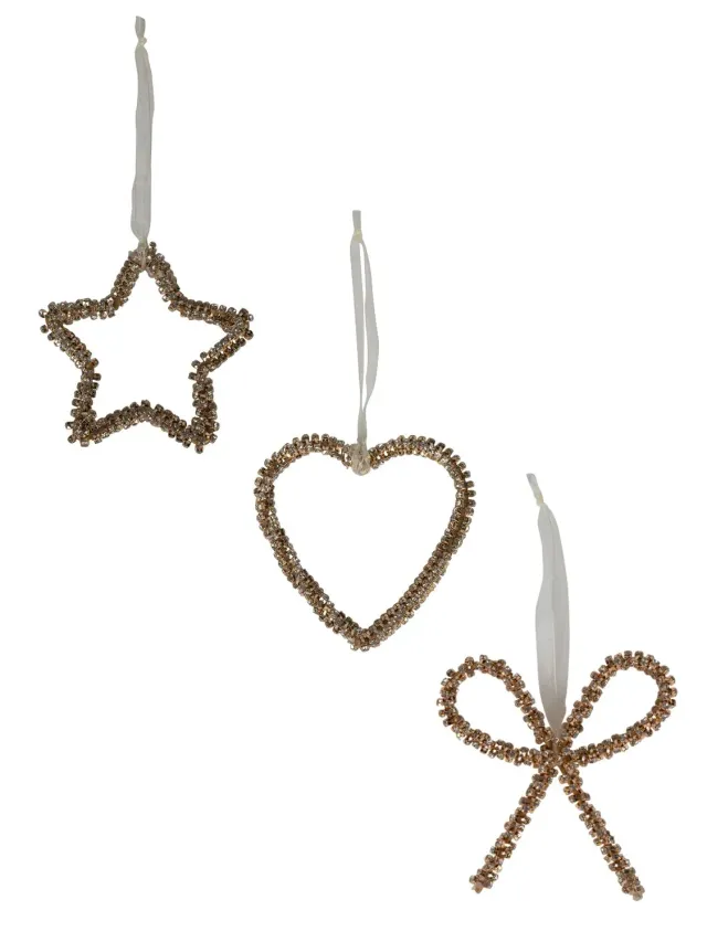 Wibra pendente natale strass oro con nastro raso