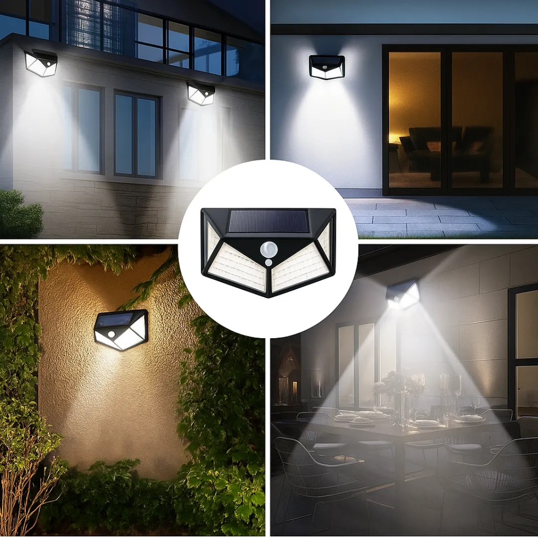 ADAMANTA SH-100 lampada solare parete 100 LED nero