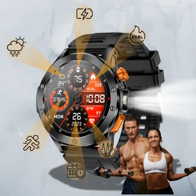 ADAMANTA V21 smartwatch con torcia sport IP68
