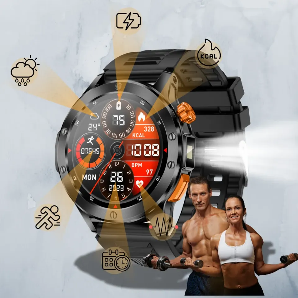 ADAMANTA V21 smartwatch con torcia sport IP68