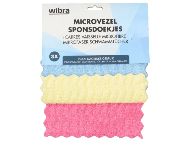 Wibra panni spugna in microfibra 3 pezzi colori misti assorbenti