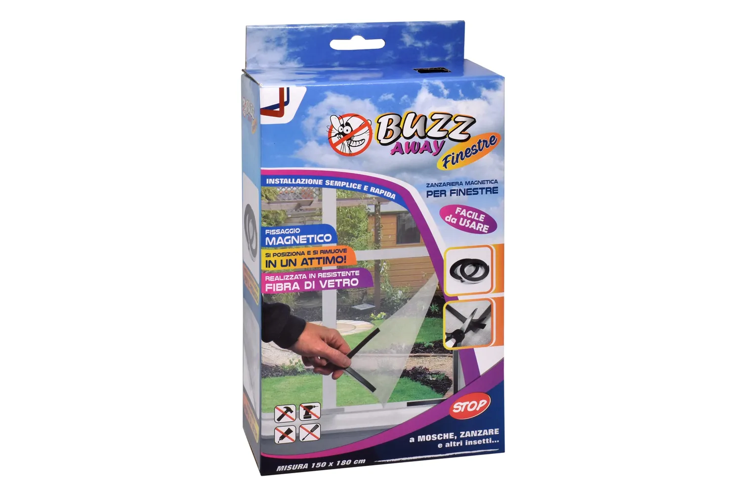 Euromarketing Buzz Away zanzariera finestra magnetica 150x180 cm