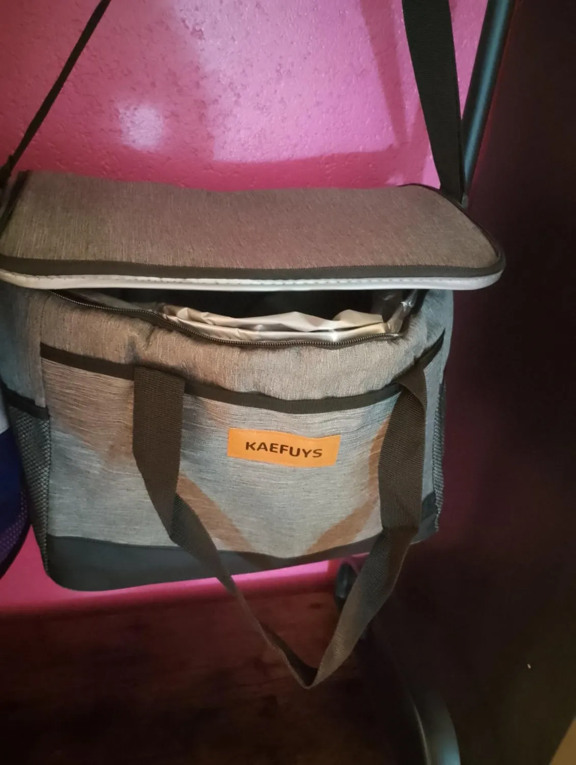 Kaefuys Borsa termica 33L con tracolla caldo-freddo grigia