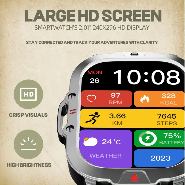ADAMANTA V17 smartwatch impermeabile con torcia