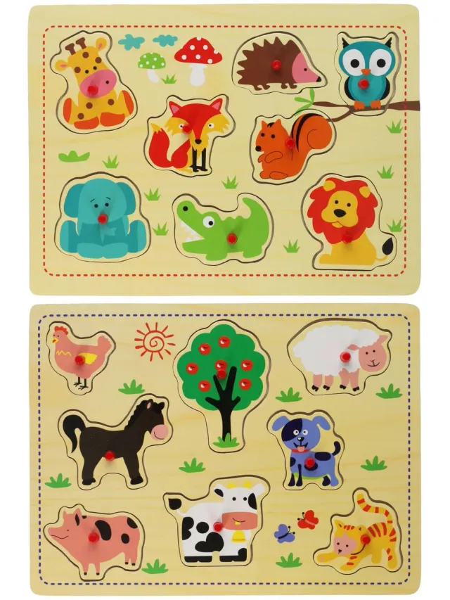 Wibra puzzle legno con manopole 29,5x21 cm