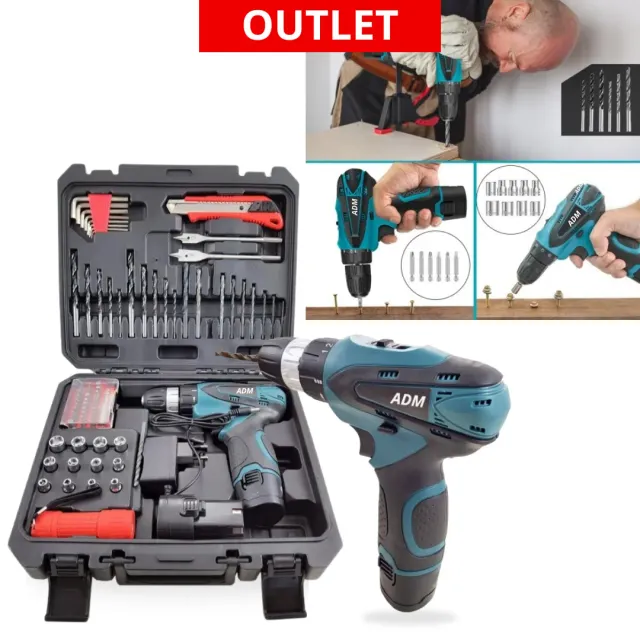 ADAMANTA ADM Cordless Screwdriver avvitatore 12V 77 pezzi 2 batterie