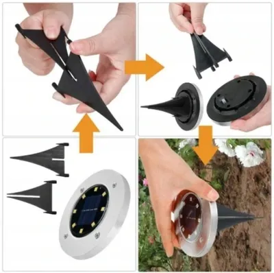 ADAMANTA 350 Luci Solari da Giardino a Disco 4 Pezzi