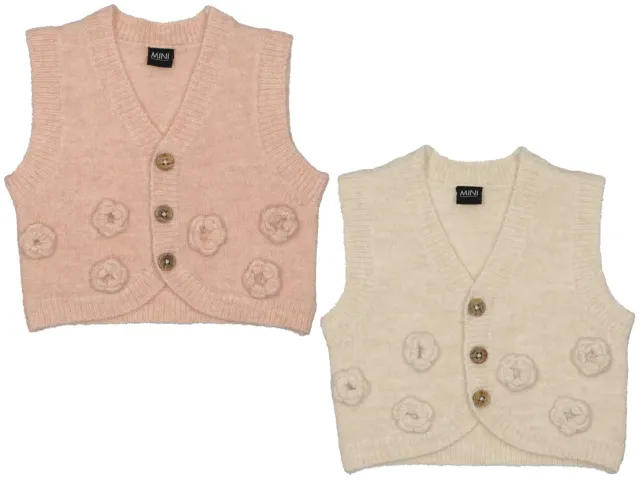 Wibra gilet neonata maglia fiori con bottoni