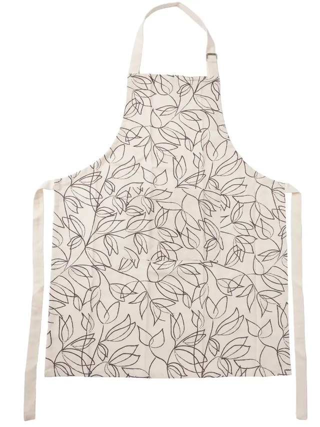 Wibra grembiule cucina foglie 65x80 cm cotone beige