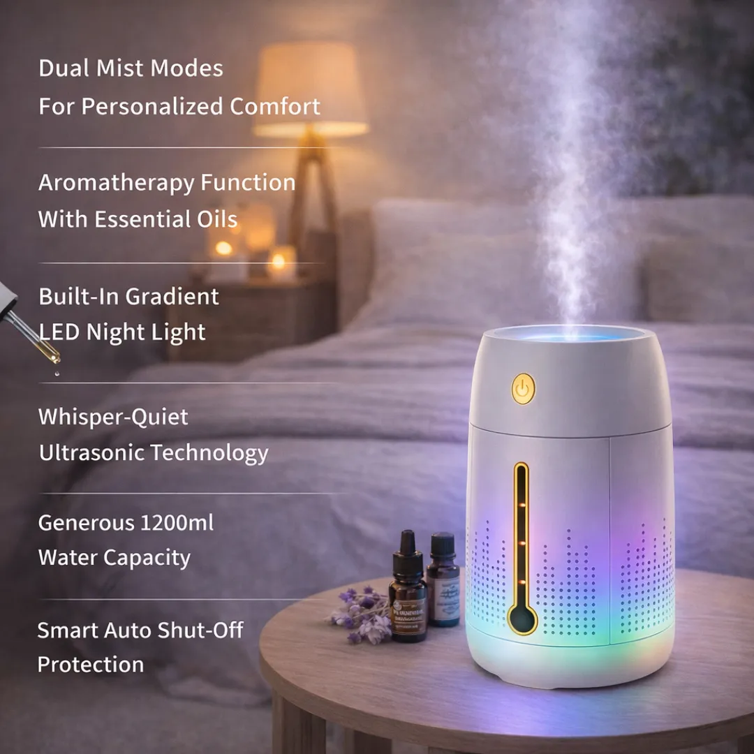 ADAMANTA umidificatore aromaterapia 1.2L con luce LED