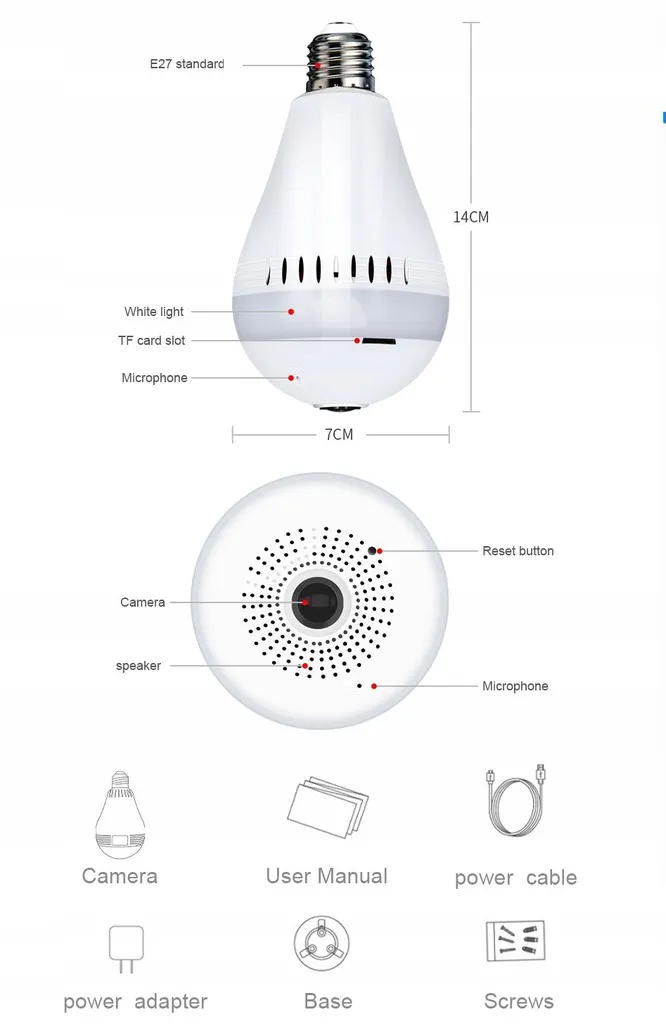 ADAMANTA 132 lampadina telecamera wifi 360° 2MP