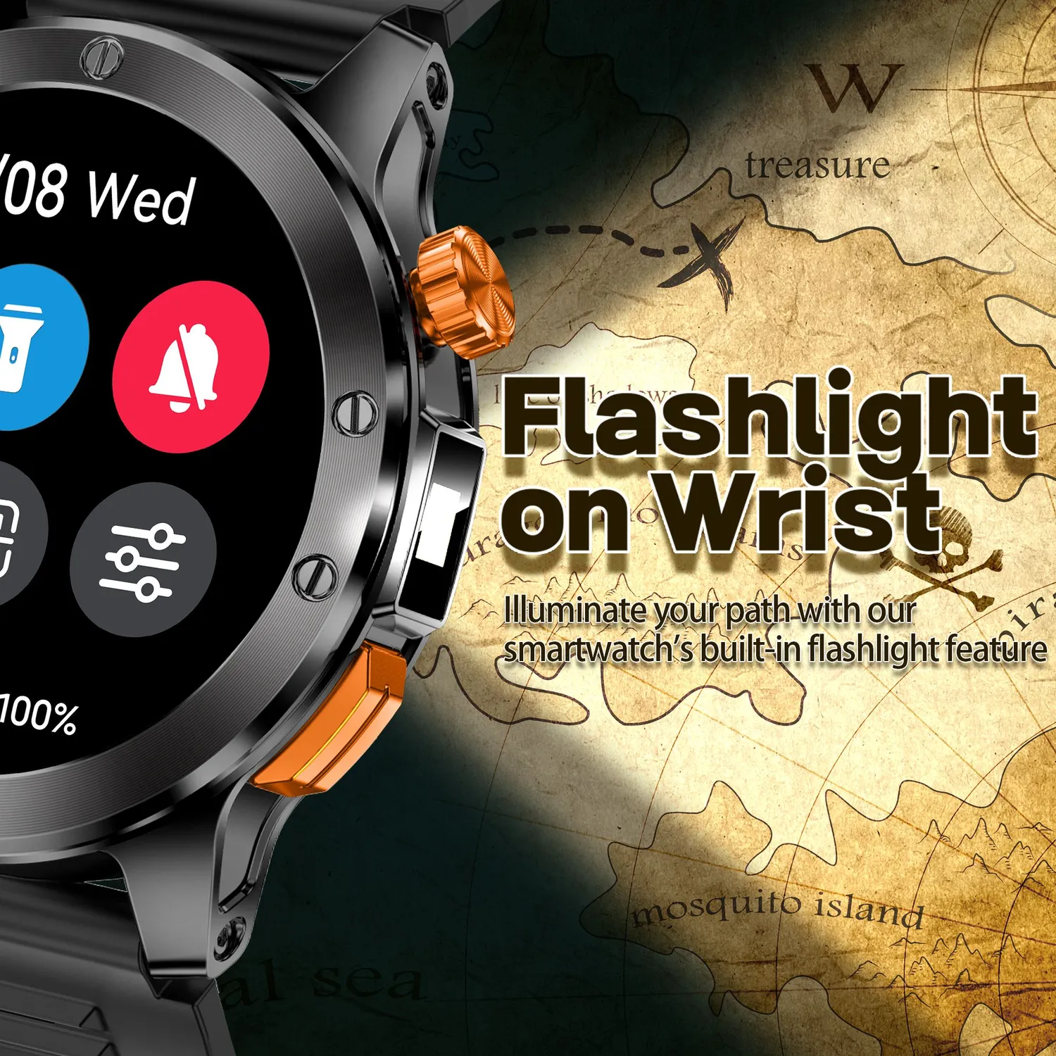 ADAMANTA V21 smartwatch con torcia sport IP68