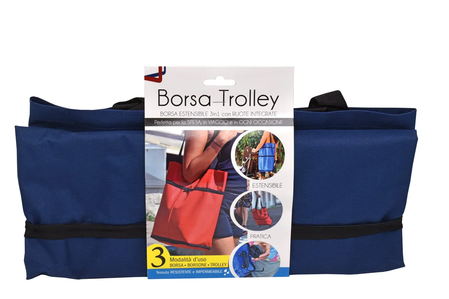 Euromarketing Borsa Trolley con Ruote Impermeabile 3 in 1