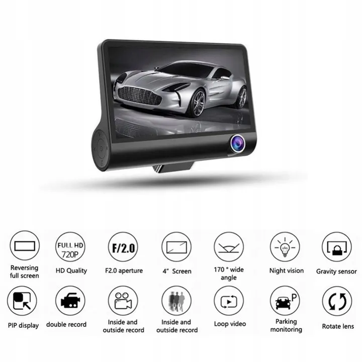Adamanta 390 dash cam auto 3 telecamere Full HD con visione notturna
