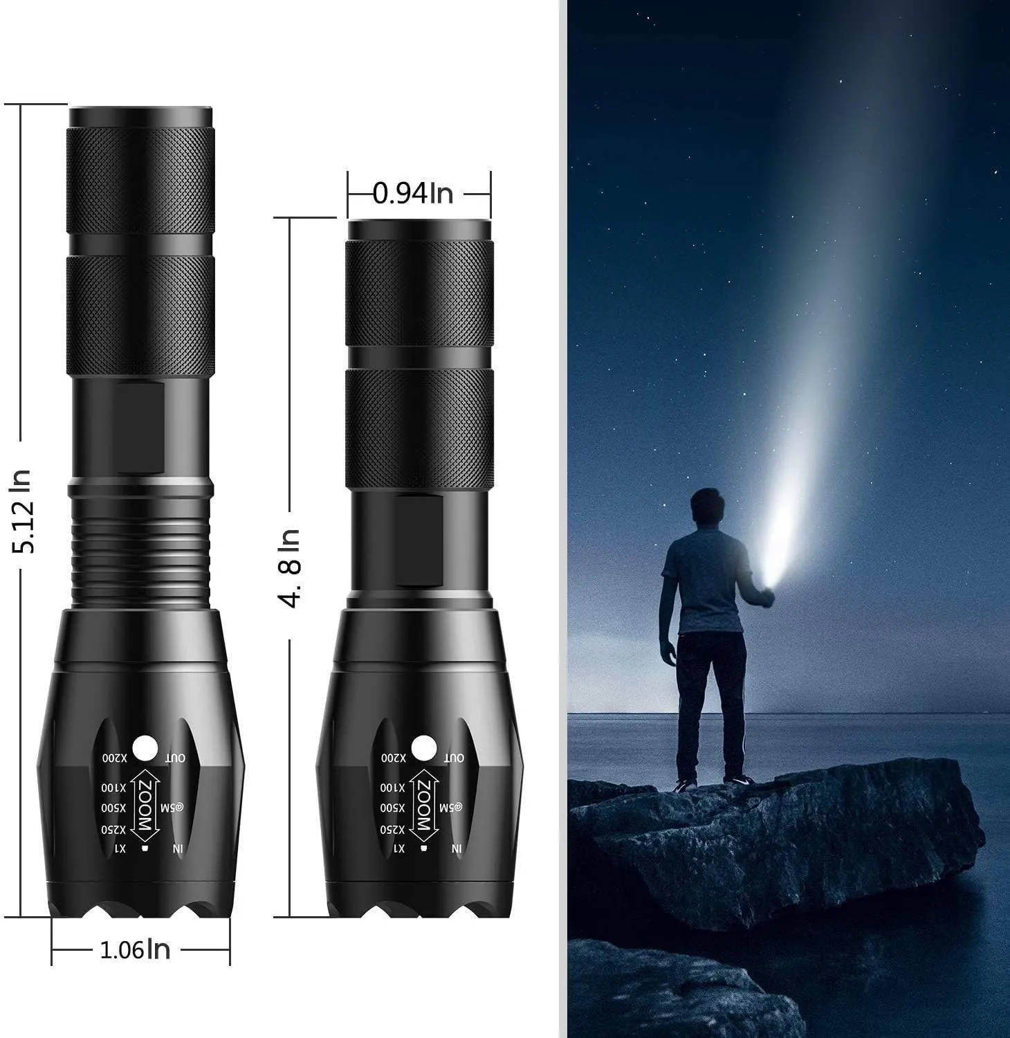 ADAMANTA TG-SD007 torcia tattica LED 180 lumen con zoom