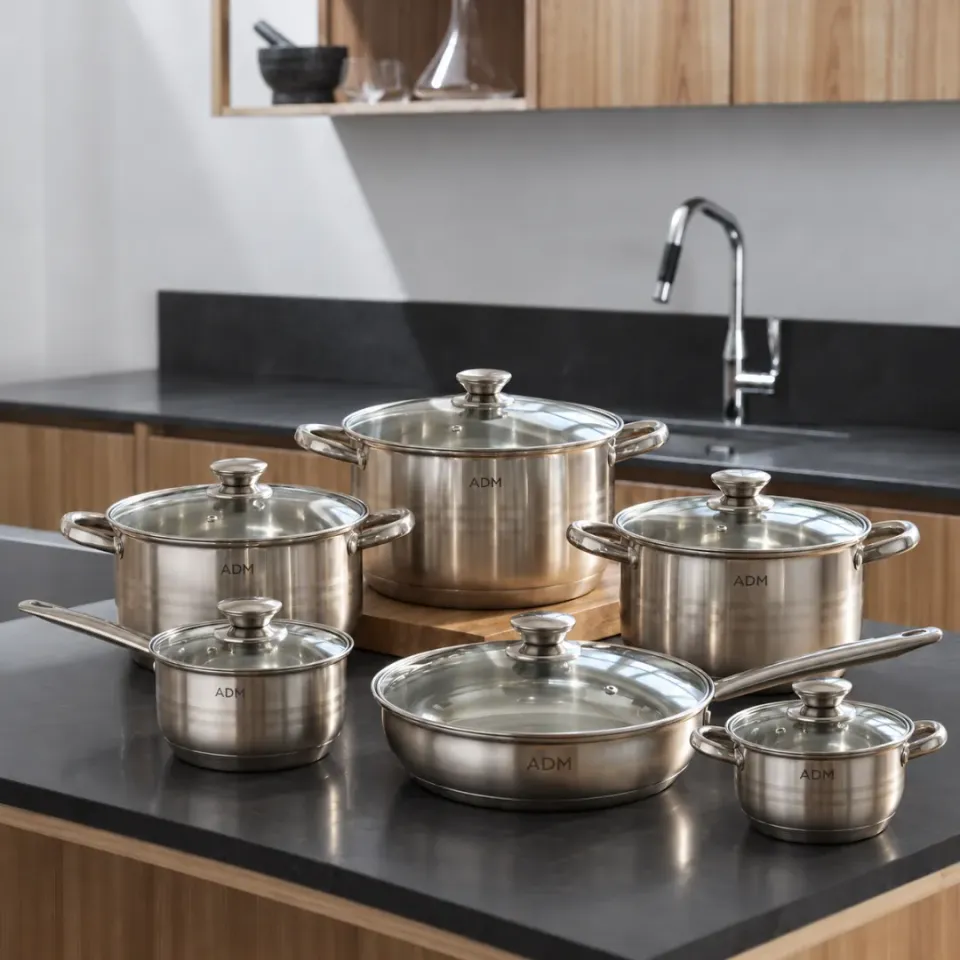 ADAMANTA 393 batteria pentole acciaio inox 12 pezzi induzione