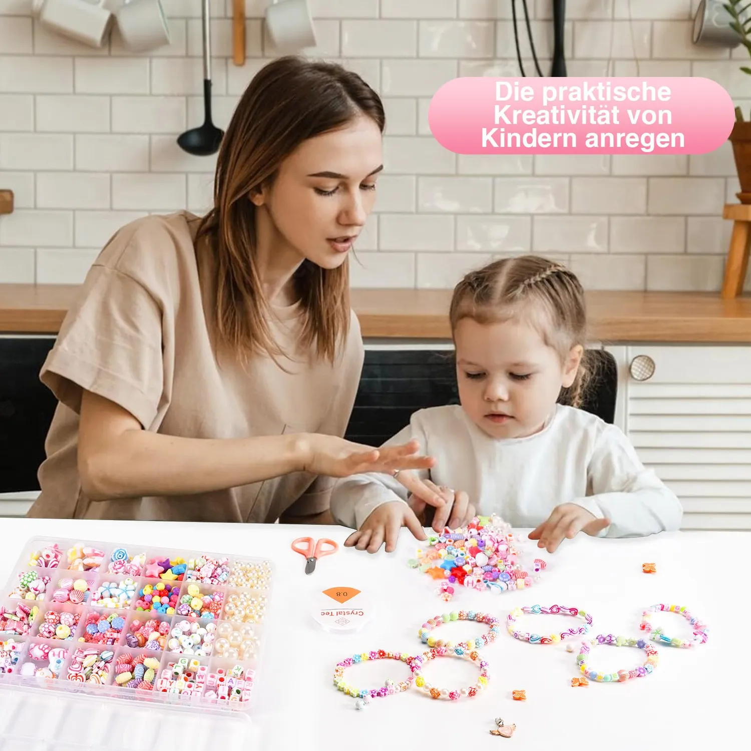 Amteker Kit Perline da Infilare Fai da Te 550 Pezzi