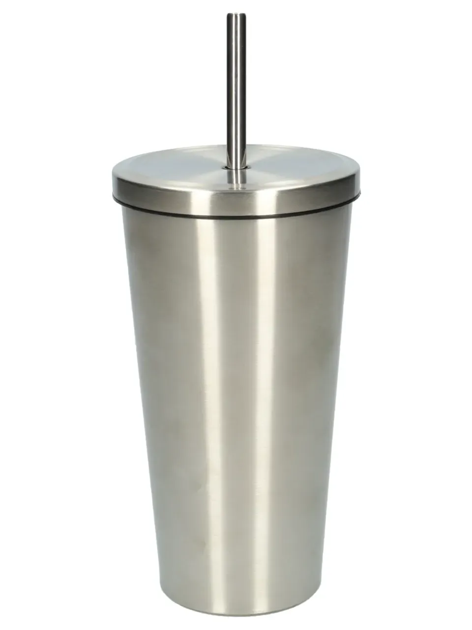 Wibra Bicchiere Termico Acciaio Inox 500 ml con Cannuccia