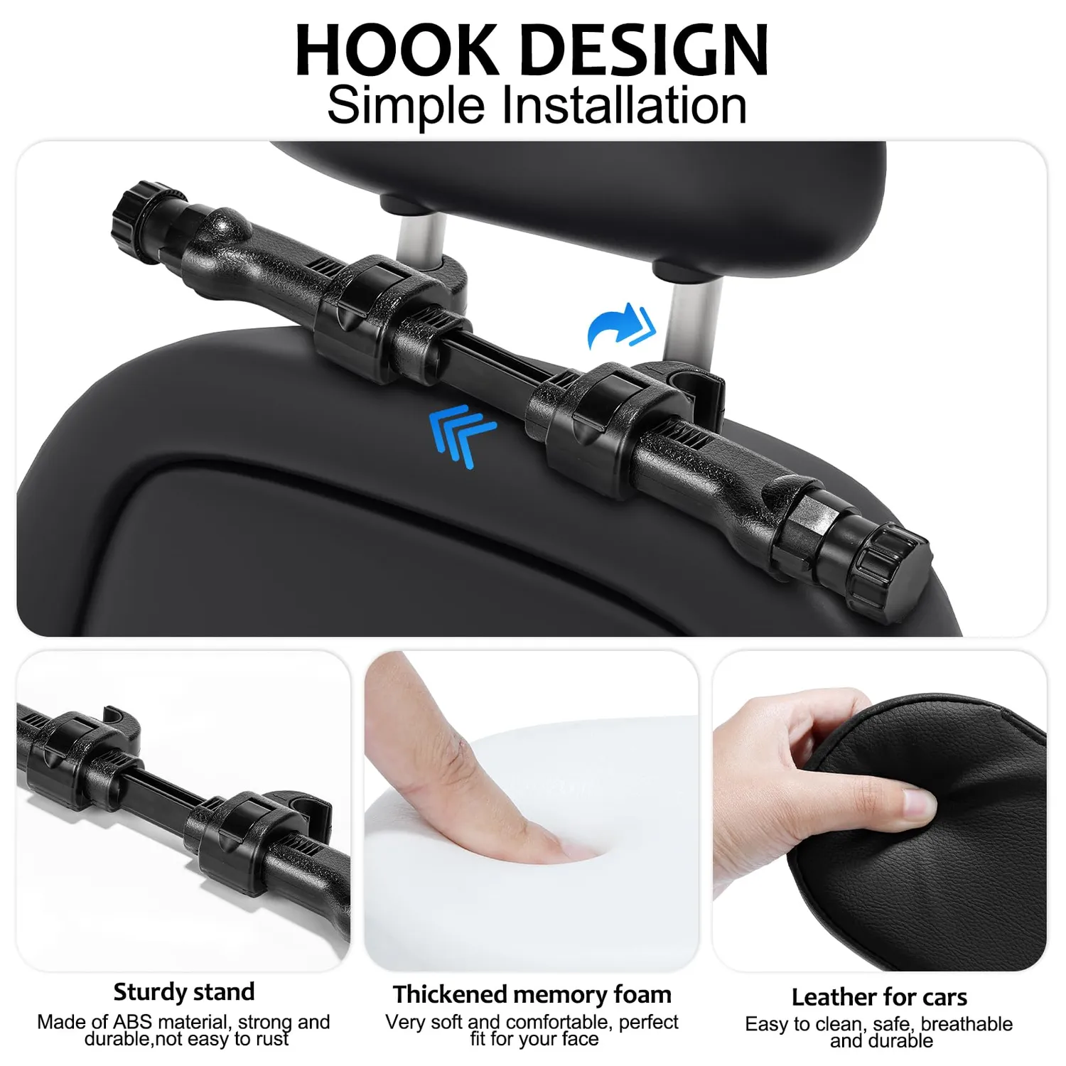 Kaefuys poggiatesta auto 360° memory foam removibile