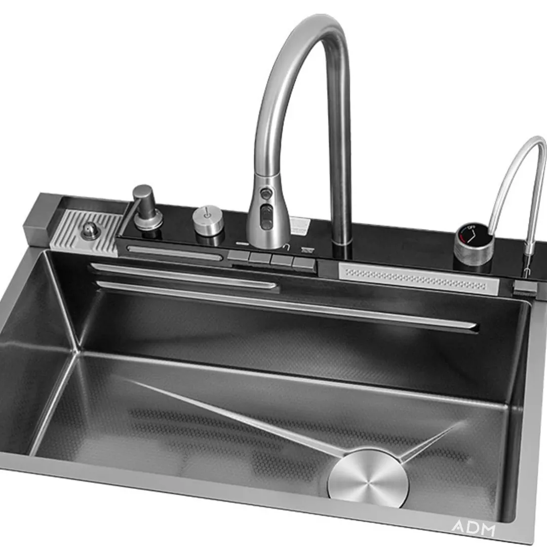 ADAMANTA ADM 535 Lavello Cucina Acciaio con Rubinetto Cascata