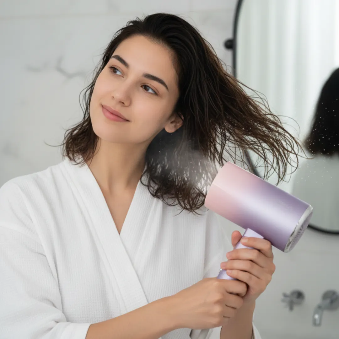 ADAMANTA Compact Foldable Gradient Hair Dryer asciugacapelli pieghevole viola-rosa