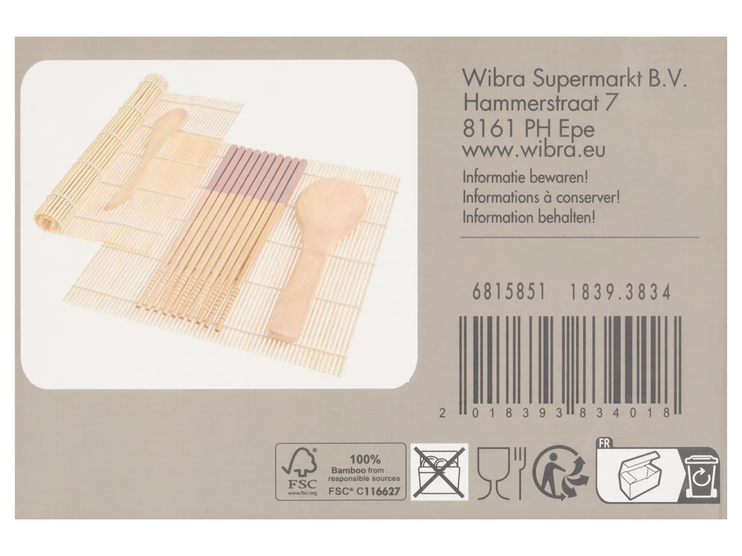 Wibra Kit Sushi Bambù 14 Pezzi