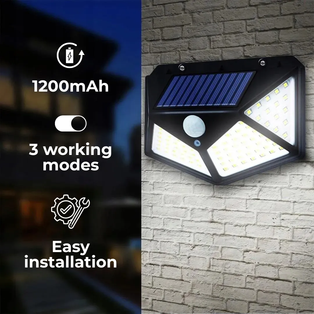 ADAMANTA SH-100 lampada solare parete 100 LED nero