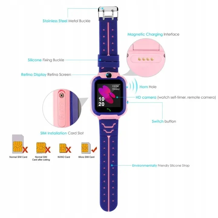 ADAMANTA Q19 smartwatch bambini GPS con chiamate
