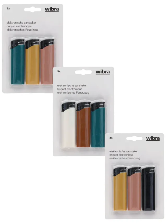 Wibra Accendini Elettronici 3 Pezzi Assortiti