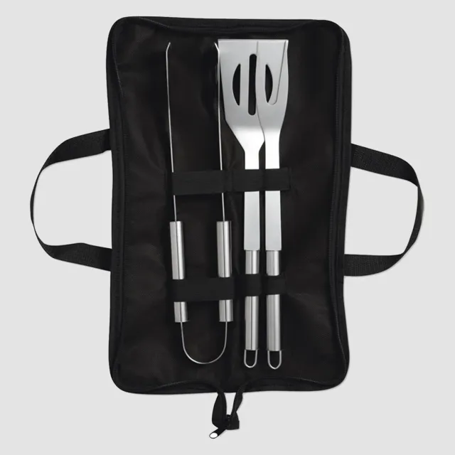 3BPRO MO8290-03 Set Utensili Barbecue 3 Pezzi Nero Custodia