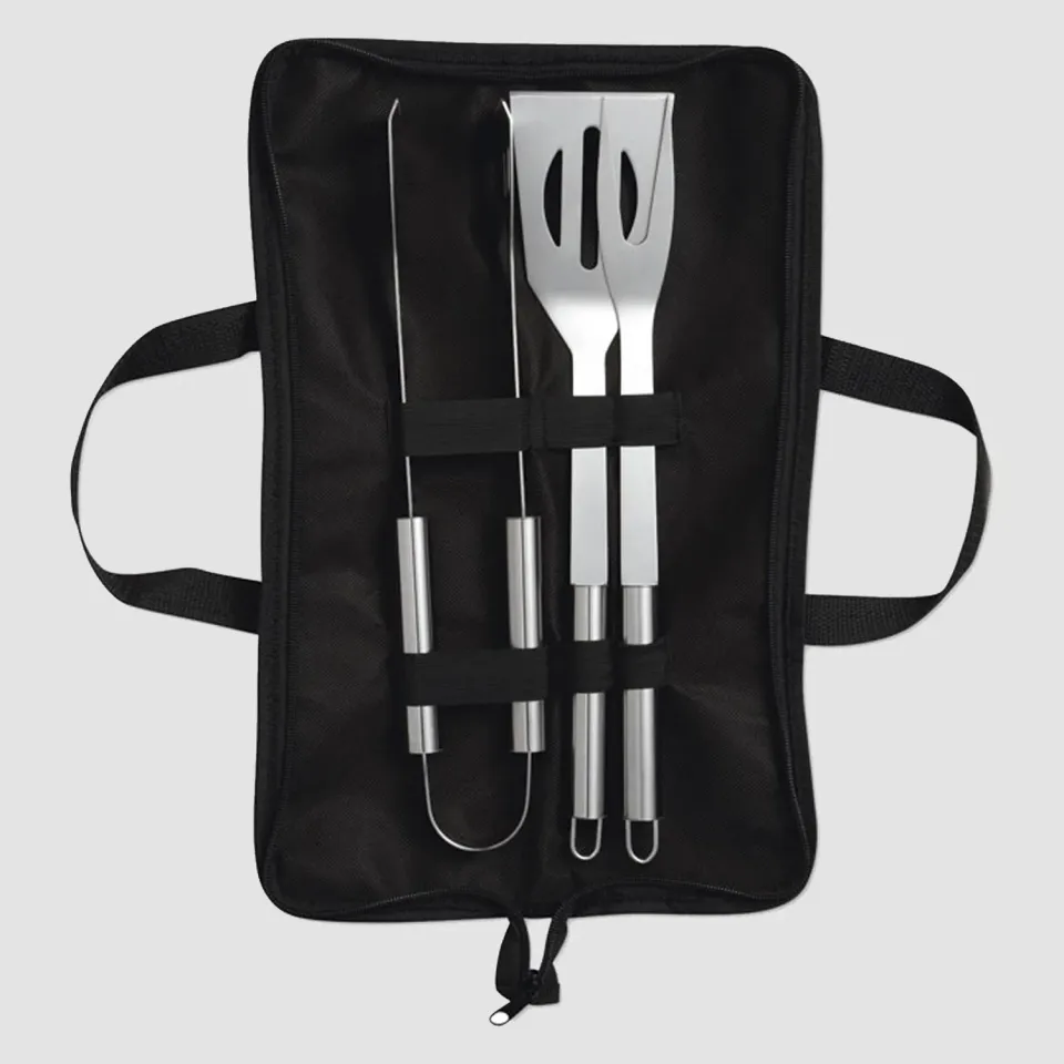 3BPRO MO8290-03 Set Utensili Barbecue 3 Pezzi Nero Custodia