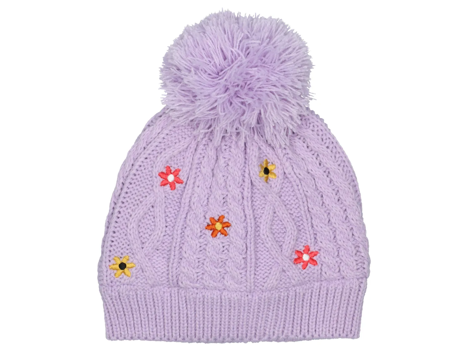 Wibra cappello neonato trecce fiori con pon pon