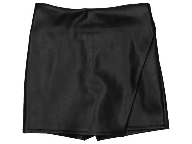 Wibra skort bambina nero effetto pelle gonna-pantalone