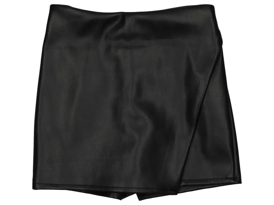Wibra skort bambina nero effetto pelle gonna-pantalone