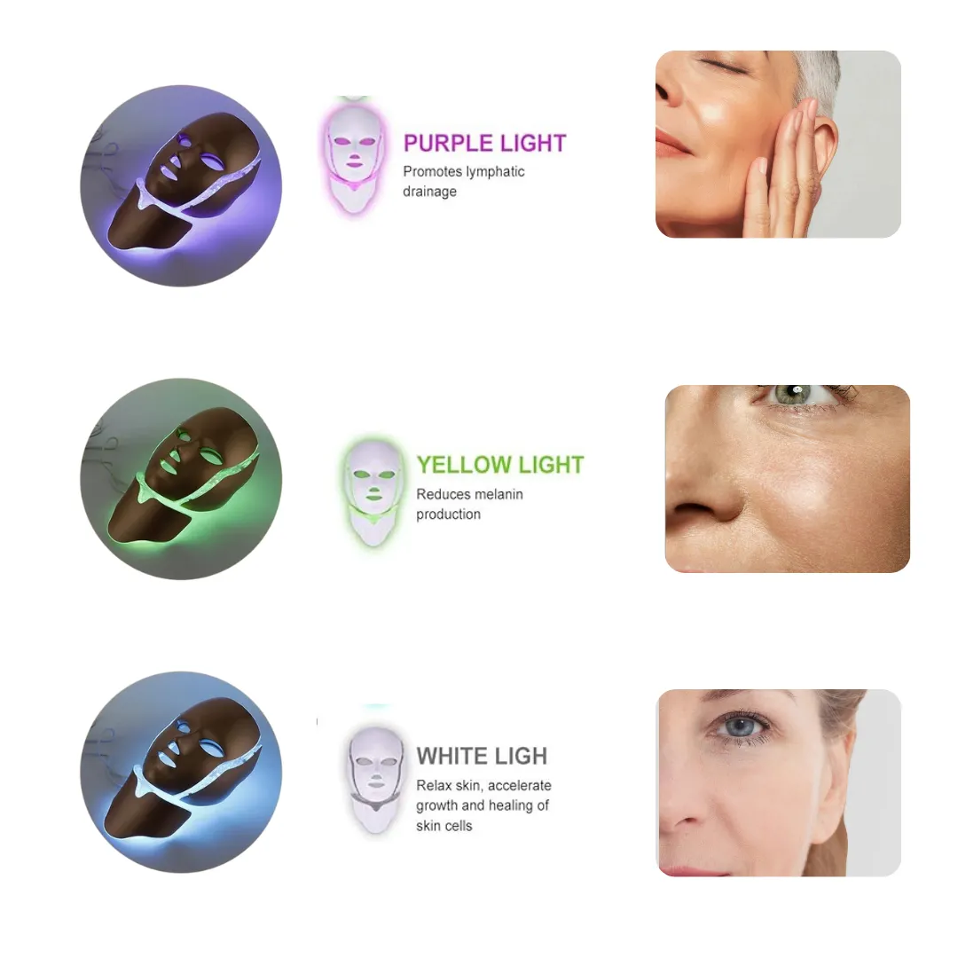 ADAMANTA 7003 Maschera Viso LED 7 Colori Microcorrente