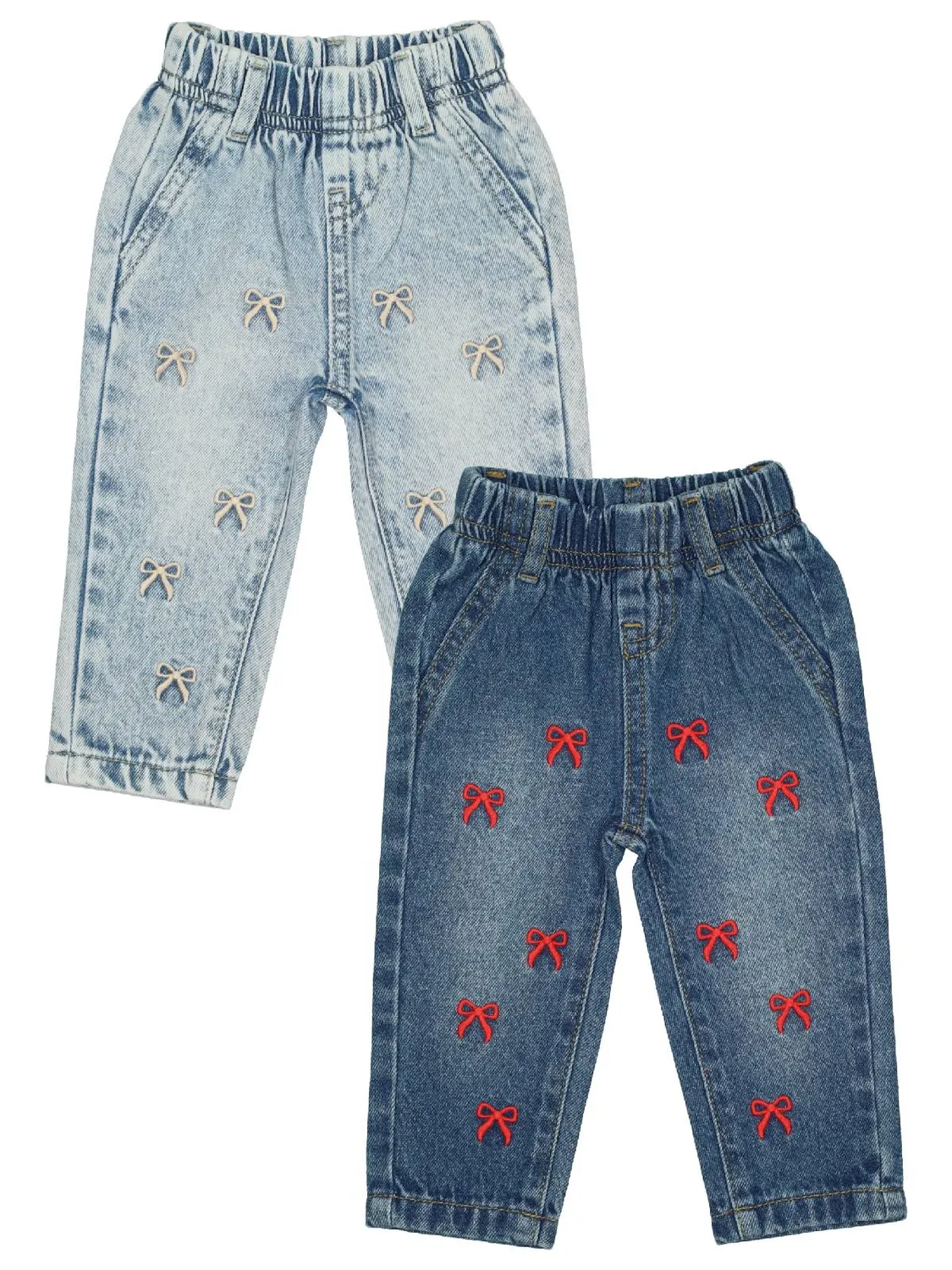 Wibra jeans baby cotone con fiocchetti