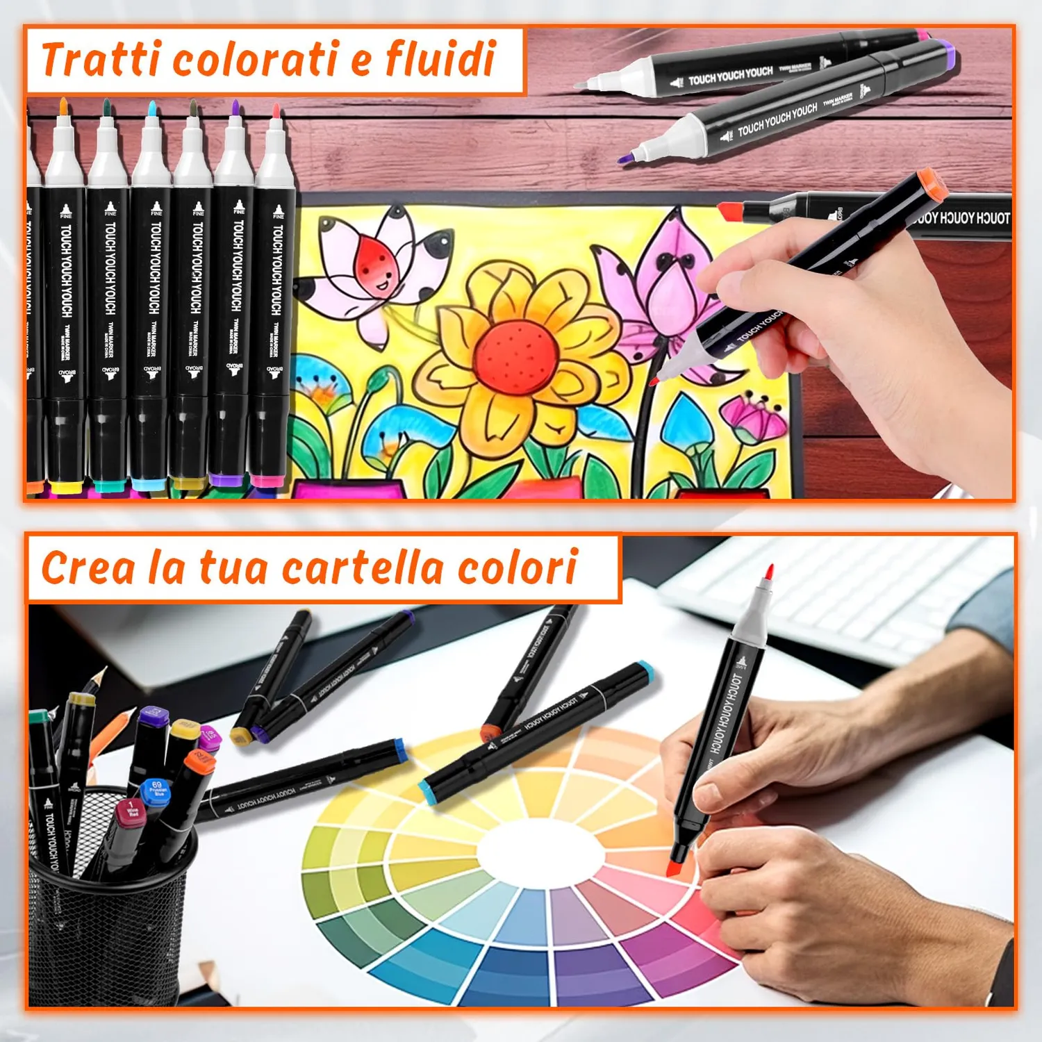 Kaefuys Pennarelli doppia punta alcol impermeabili 80 colori