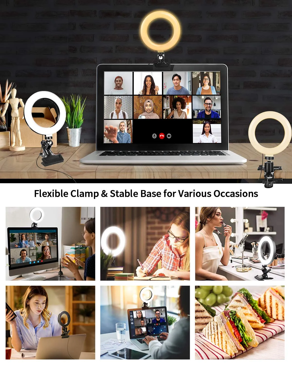 Action luce ad anello 6 pollici selfie USB dimmerabile