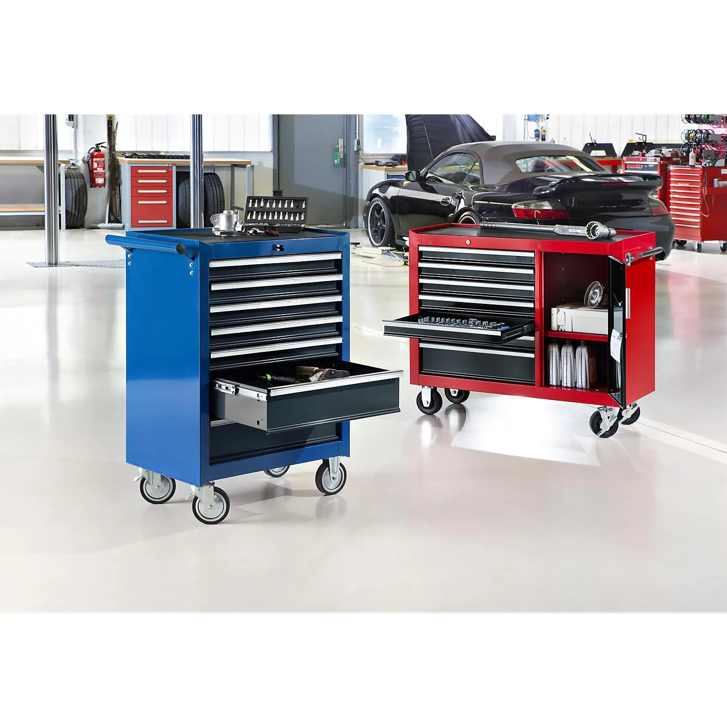Kaiserkraft Carrello Officina Acciaio 7 Cassetti con Ruote
