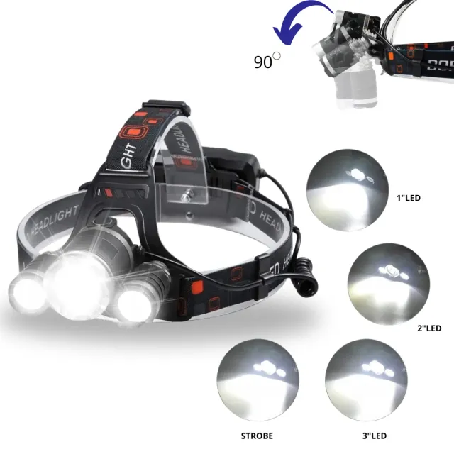 ADAMANTA 419 torcia frontale LED 1T6+2LED USB
