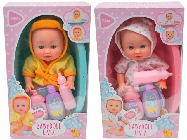Wibra Livia Bambola Neonato 30 cm con Vaschetta e Biberon