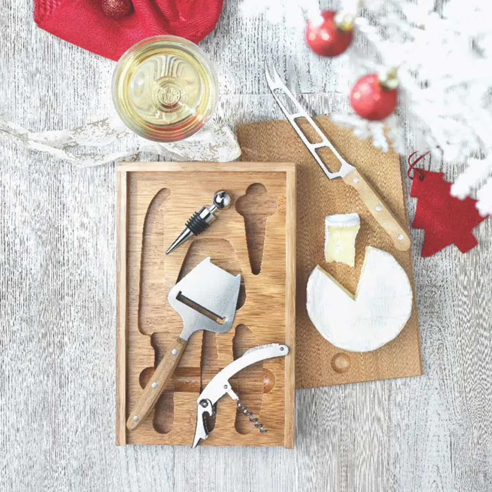 3BPRO MO8416-40 set formaggio vino bambù 4 pezzi