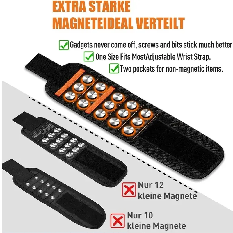 ADAMANTA 534 bracciale magnetico attrezzi regolabile