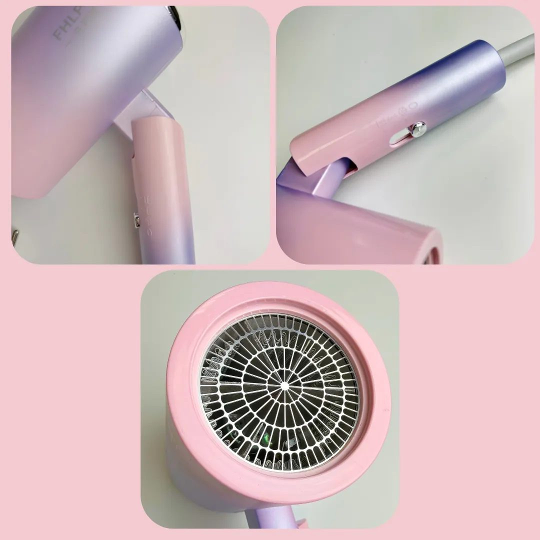 ADAMANTA Compact Foldable Gradient Hair Dryer asciugacapelli pieghevole viola-rosa