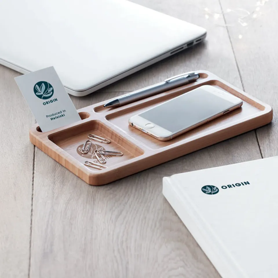 3BPRO MO9391-40 Organizer Scrivania Bamboo Ricarica Qi 5W