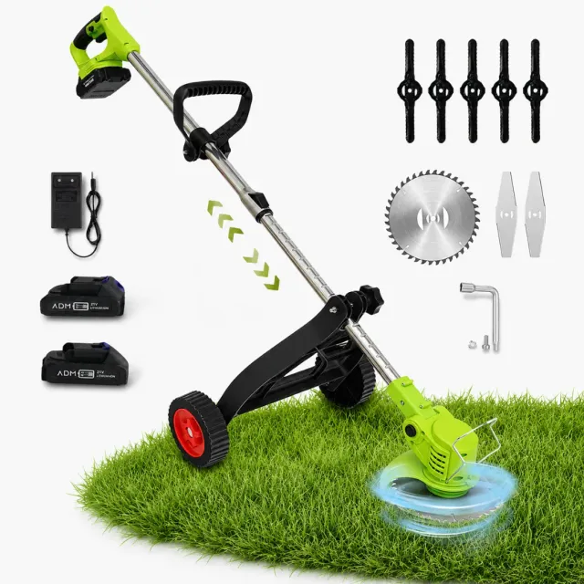 ADAMANTA 7133 Tagliabordi a Batteria 21V con Ruote
