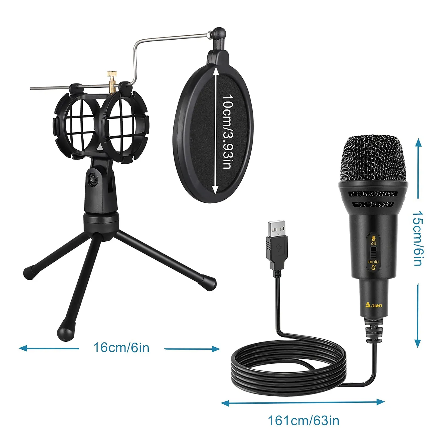 Action Microfono USB PC Condensatore con Treppiede
