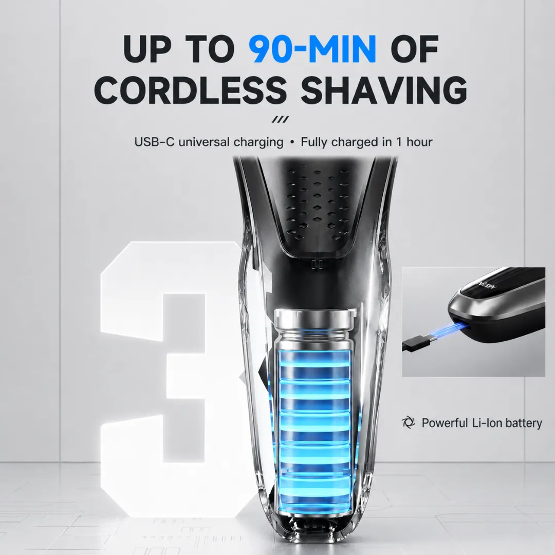 ADAMANTA ADM 7106 rasoio elettrico rotativo 3 testine wet&dry