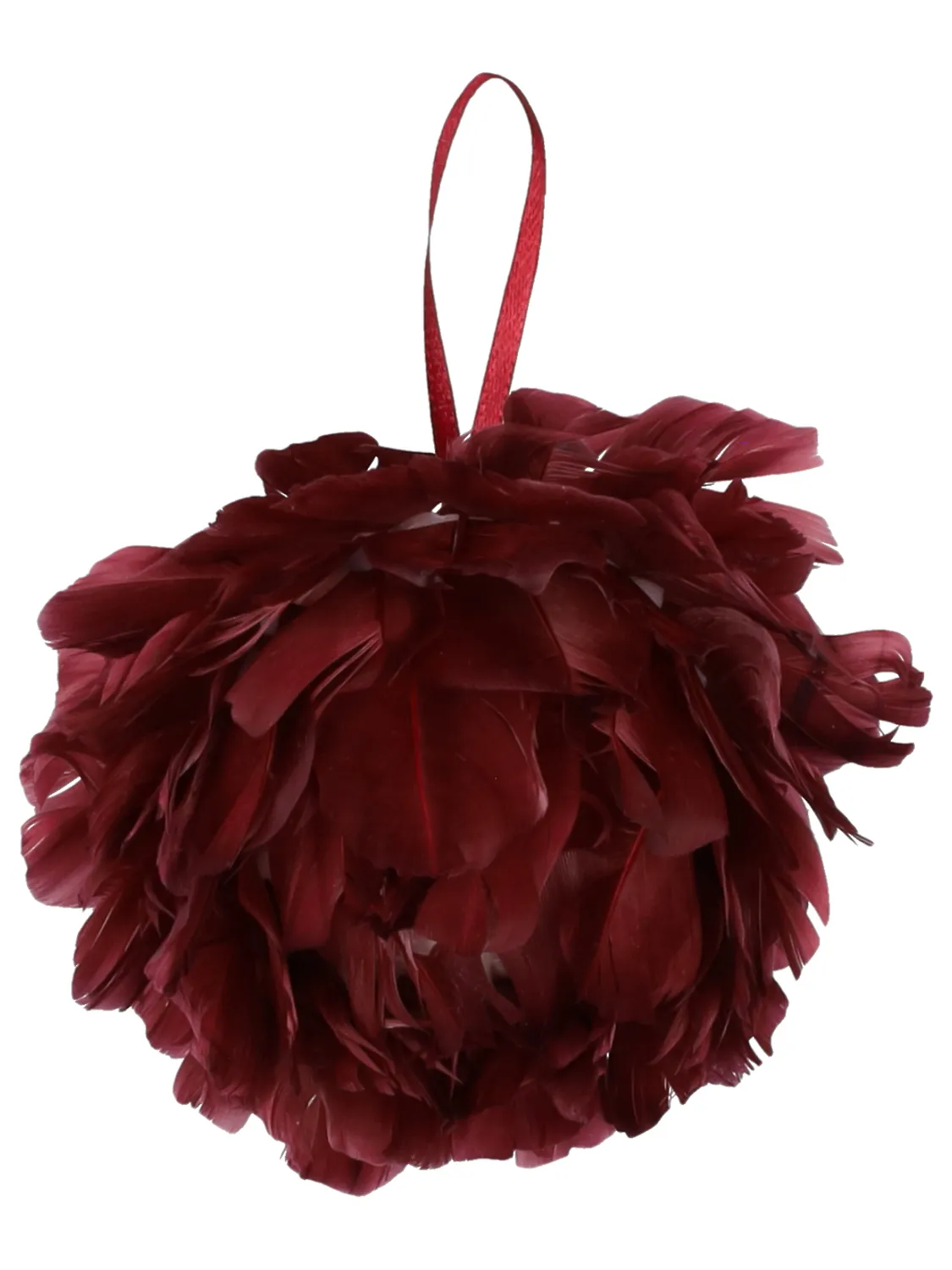 Wibra pallina natale con piume 11 cm polyestere rosa